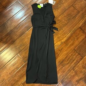 Revolve L’Academie Black Midi Wrap Dress